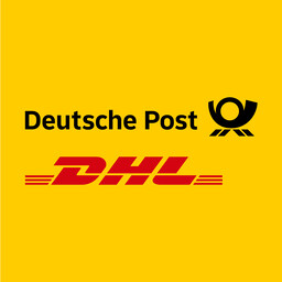 Logo Deutsche Post DHL - Schriftzug "Deutsche Post DHL" mit schwarzem Posthorn auf gelbem Hintergrund